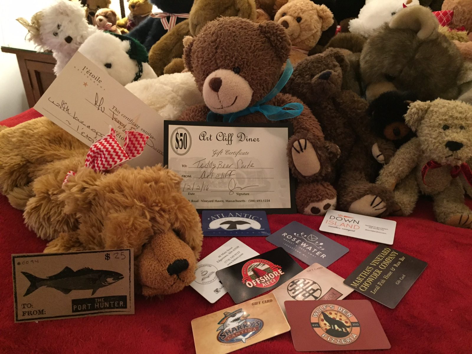 Martha's Vineyard Teddy Bear Suite Raffle - Dining Out Package Martha's Vineyard Restaurants