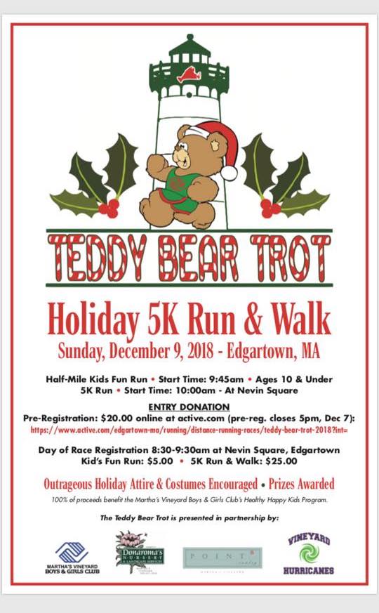 Martha's Vineyard Teddy Bear Suite Fundraiser: Online Registration For Teddy Bear Trot Holiday 5K Run & Walk