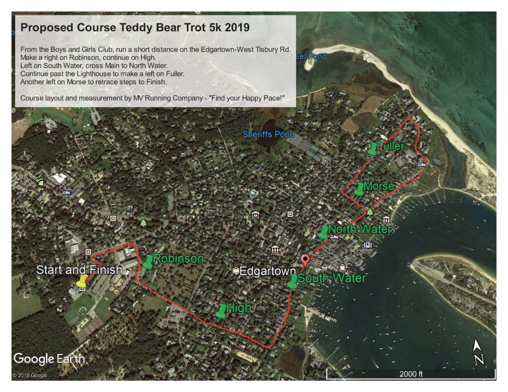 Teddy Bear Trot 5 K Route Through Downtown Edgartown Martha's VineyardTeddy Bear Suite Fundraiser