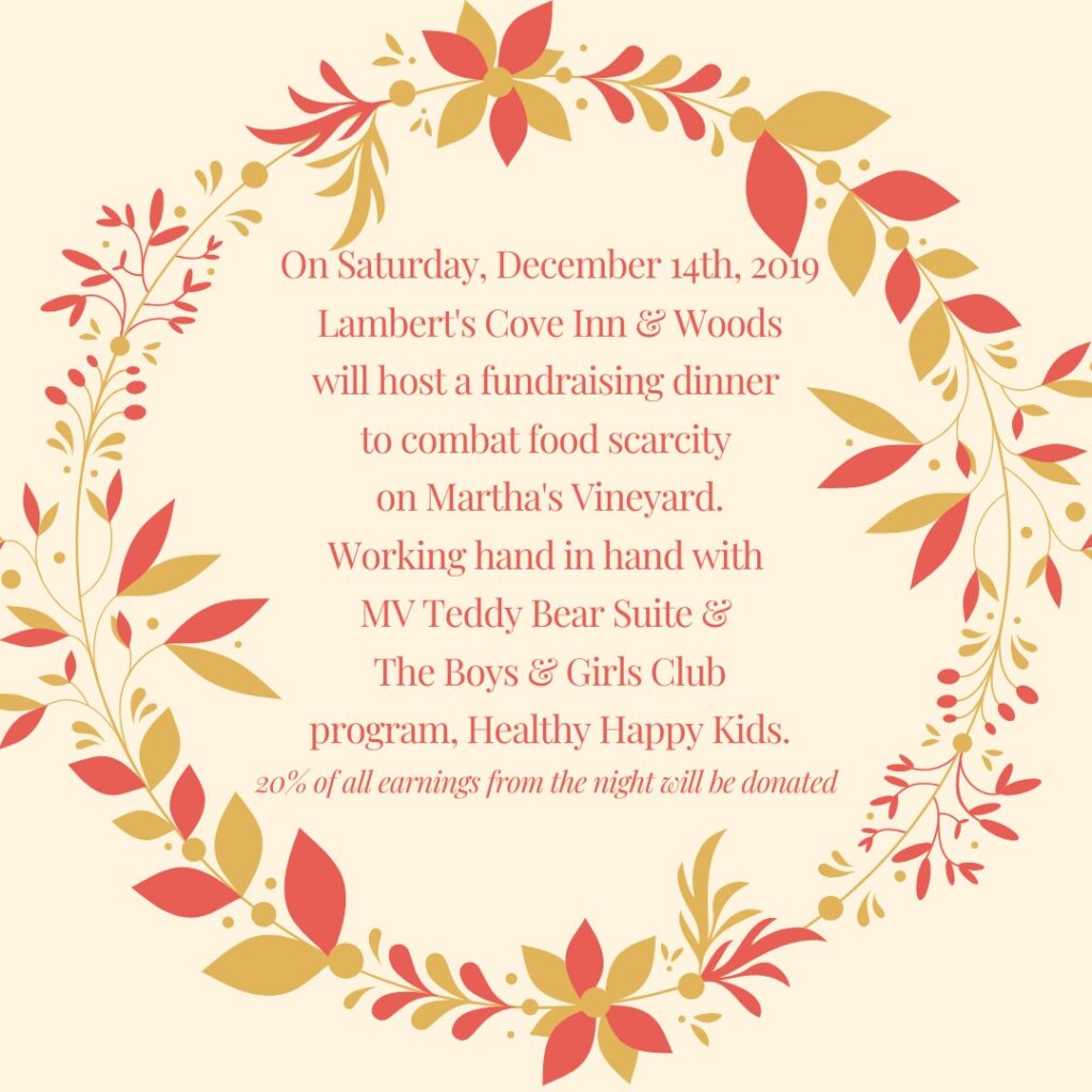 Woods Restaurant Chef Jimmy Alvarado Creates Martha's Vineyard Teddy Bear Suite Fundraiser Dinner